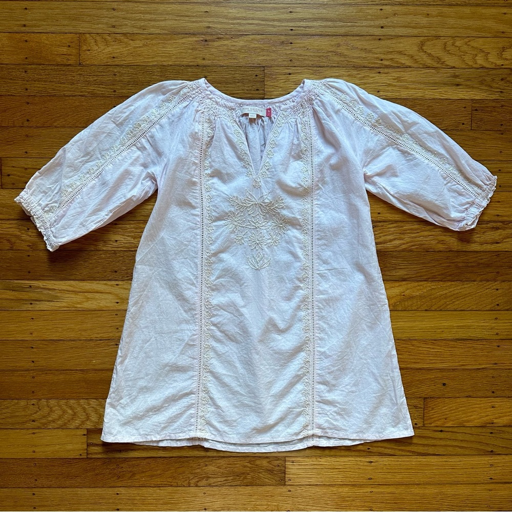Girls Pink Chicken Kaftan with Embroidery Pale Pink Size 6
